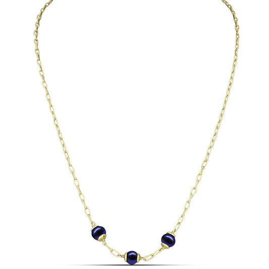Goldplattierte Silberhalskette mit schwarzer Süßwasserperle