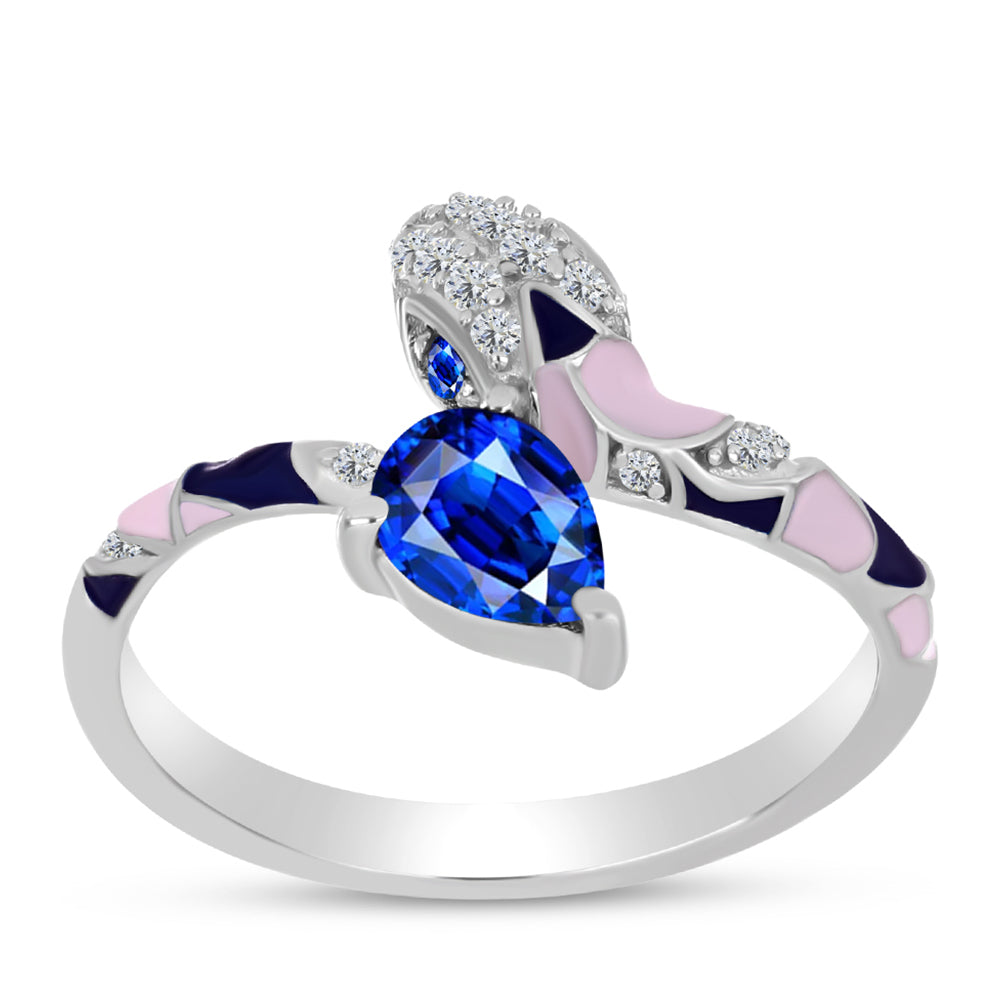 Silberring mit australischem blauem Saphir und weißem Topas
