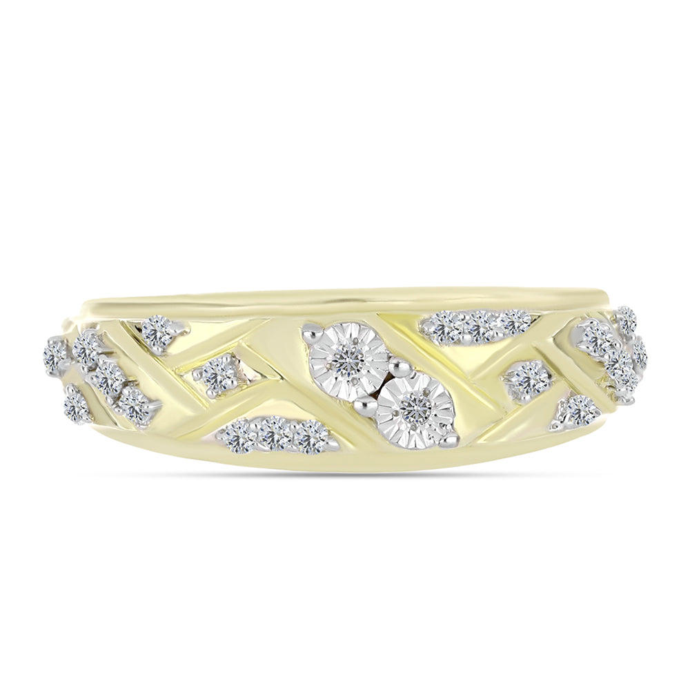 Goldplattierter Silberring mit weißem Diamant und weißem Topas 1 