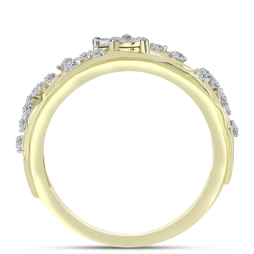 Goldplattierter Silberring mit weißem Diamant und weißem Topas