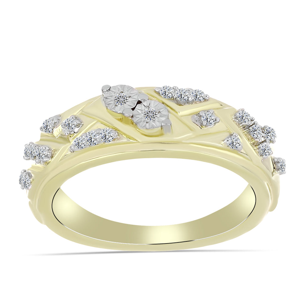 Goldplattierter Silberring mit weißem Diamant und weißem Topas 3 