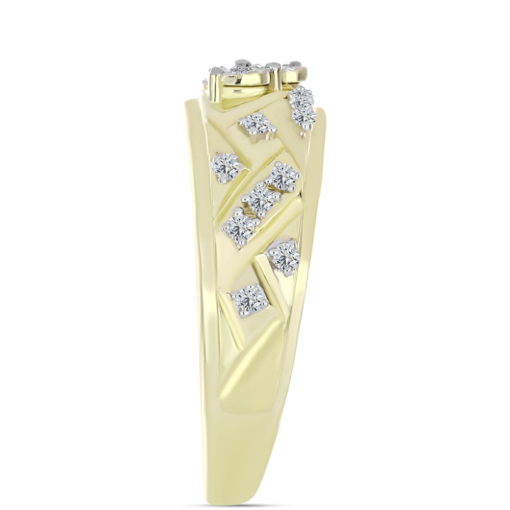 Goldplattierter Silberring mit weißem Diamant und weißem Topas 4 