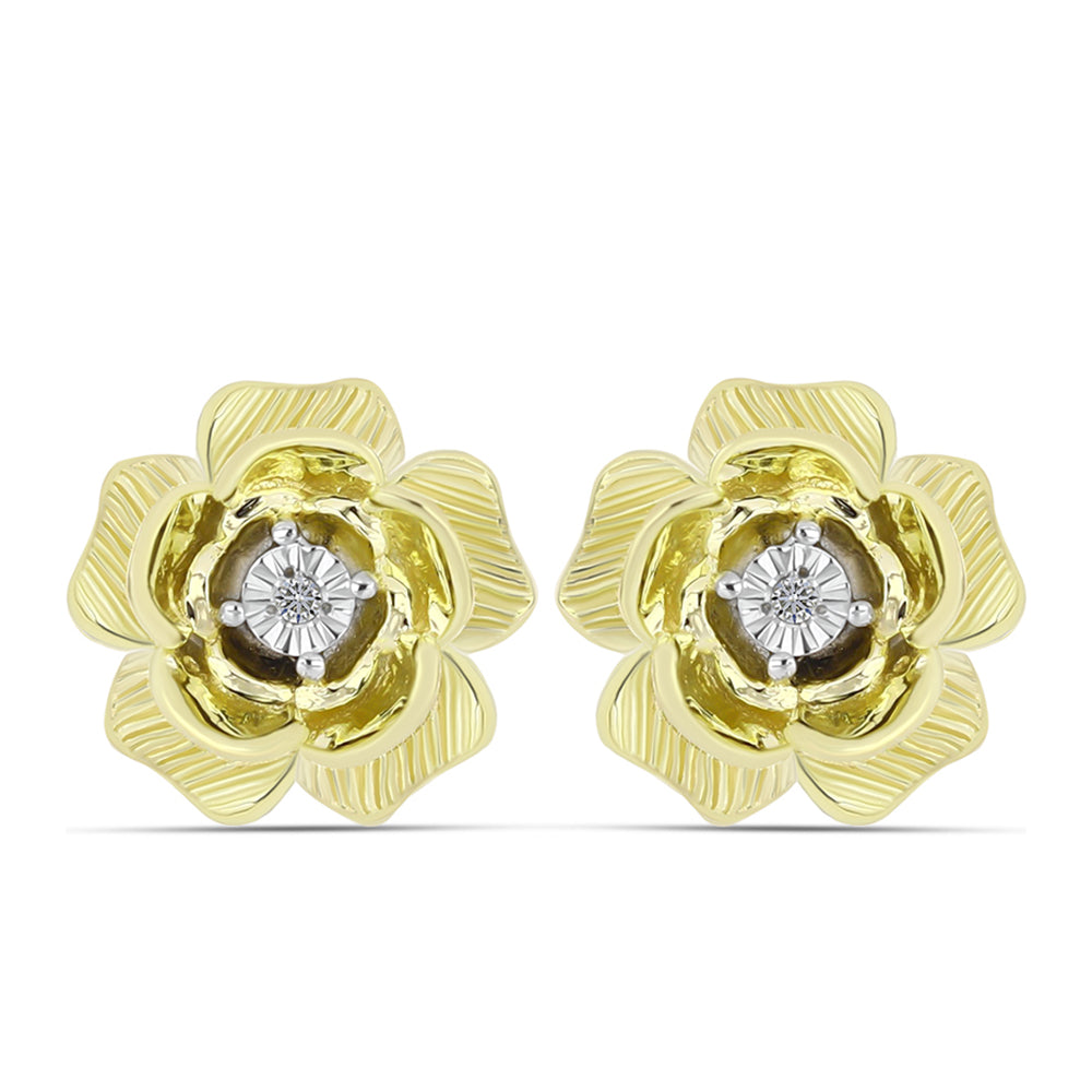 Goldplattierte Silberohrringe mit weißem Diamant