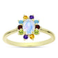 Goldplattierter Silberring mit Regenbogenmondstein und marokkanischem Amethyst