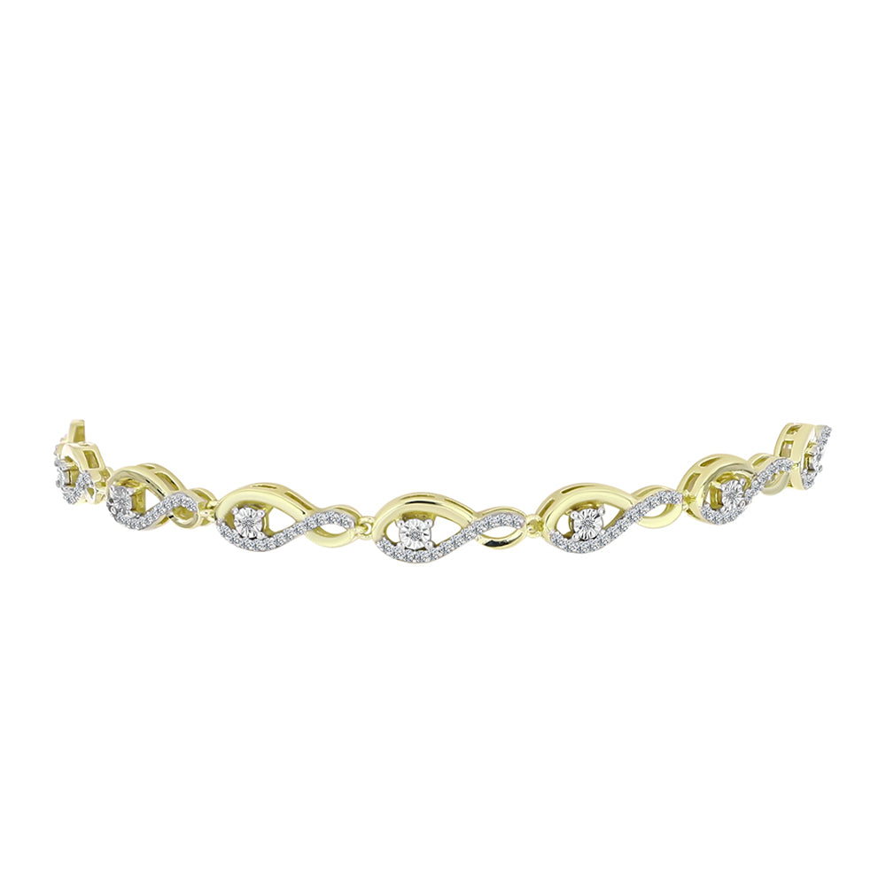 Goldplattiertes Silberarmband mit weißem Diamant und weißem Topas