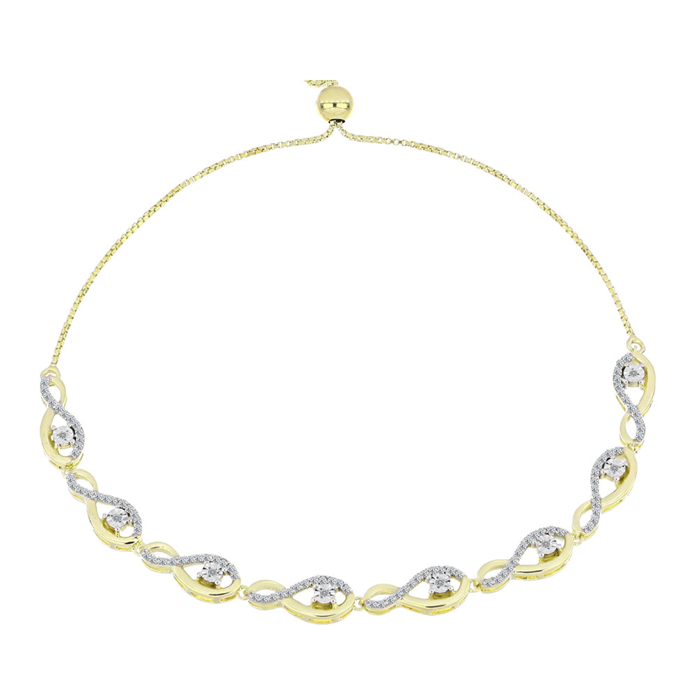 Goldplattiertes Silberarmband mit weißem Diamant und weißem Topas