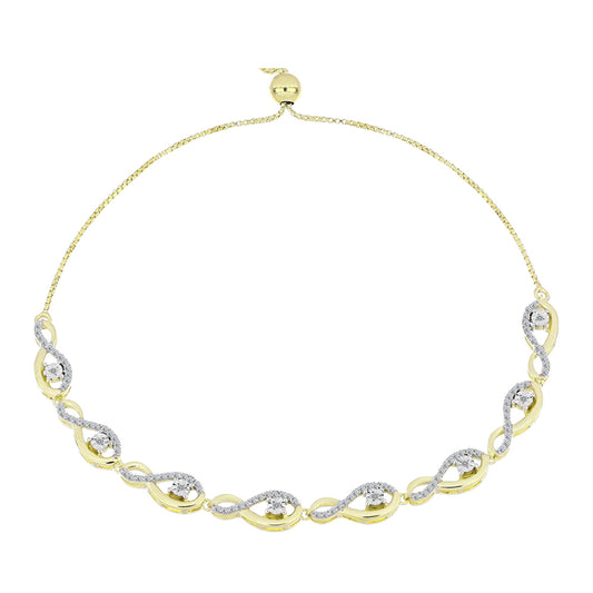 Goldplattiertes Silberarmband mit weißem Diamant und weißem Topas