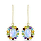 Goldplattierte Silberohrringe mit Regenbogenmondstein und marokkanischem Amethyst