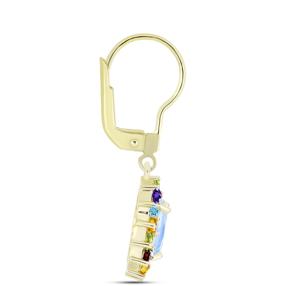 Goldplattierte Silberohrringe mit Regenbogenmondstein und marokkanischem Amethyst