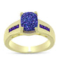 Goldplattierter Silberring mit lila Druse und marokkanischem Amethyst