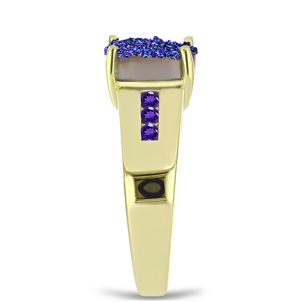 Goldplattierter Silberring mit lila Druse und marokkanischem Amethyst 4 