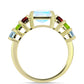 Goldplattierter Silberring mit Regenbogenmondstein und Barton Granat