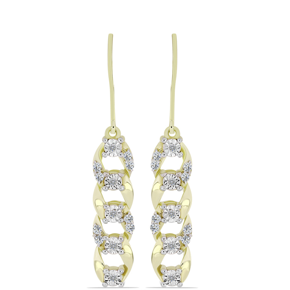 Goldplattierte Silberohrringe mit weißem Diamant und weißem Topas