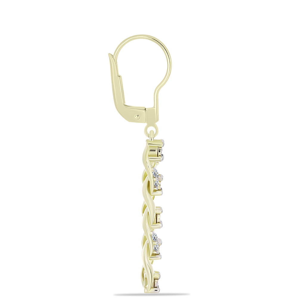 Goldplattierte Silberohrringe mit weißem Diamant und weißem Topas