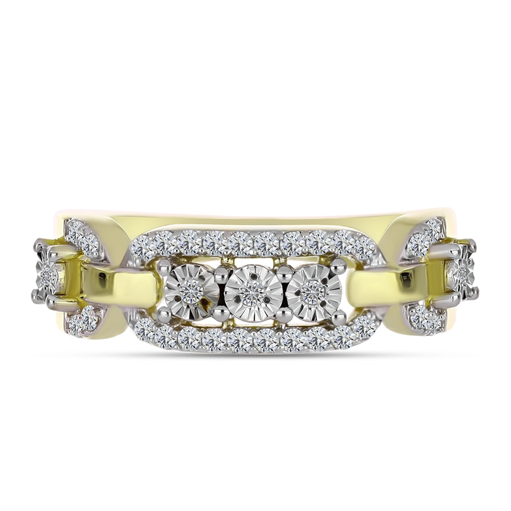 Goldplattierter Silberring mit weißem Diamant und weißem Topas