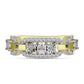 Goldplattierter Silberring mit weißem Diamant und weißem Topas
