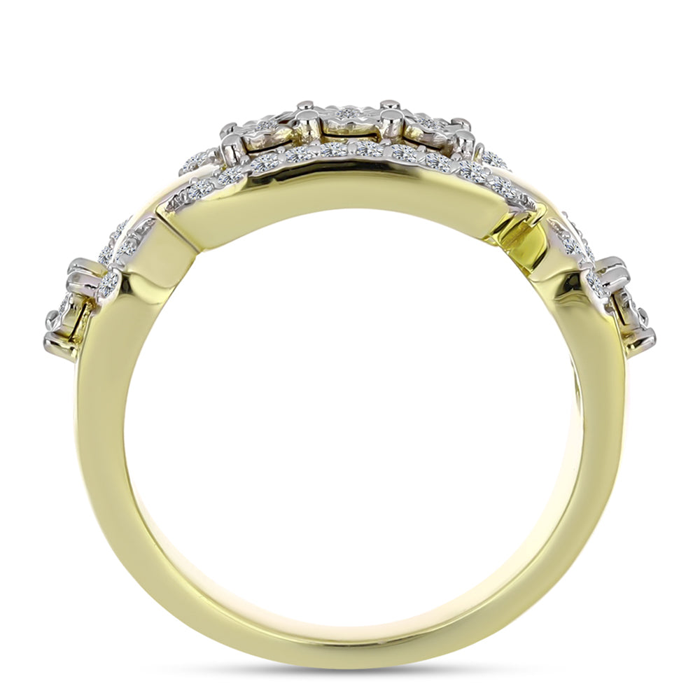 Goldplattierter Silberring mit weißem Diamant und weißem Topas 6 