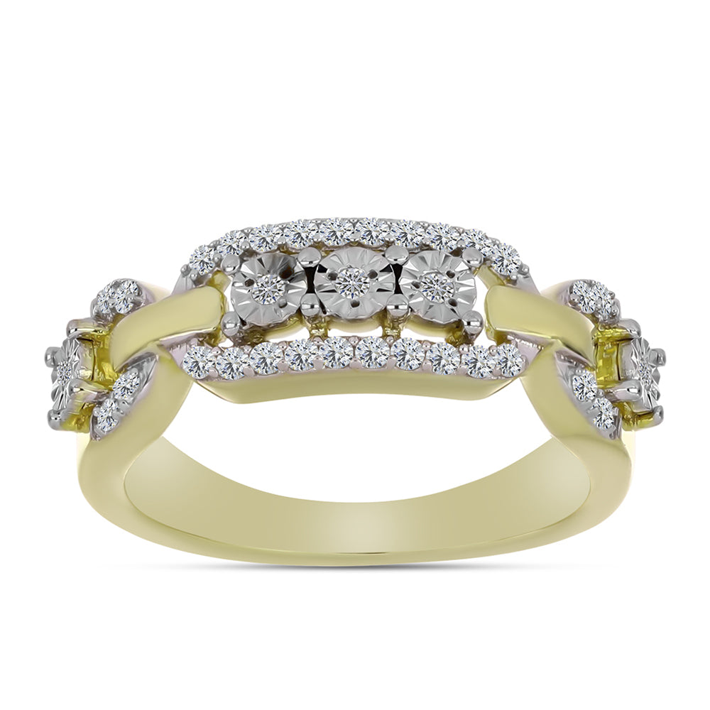Goldplattierter Silberring mit weißem Diamant und weißem Topas 7 