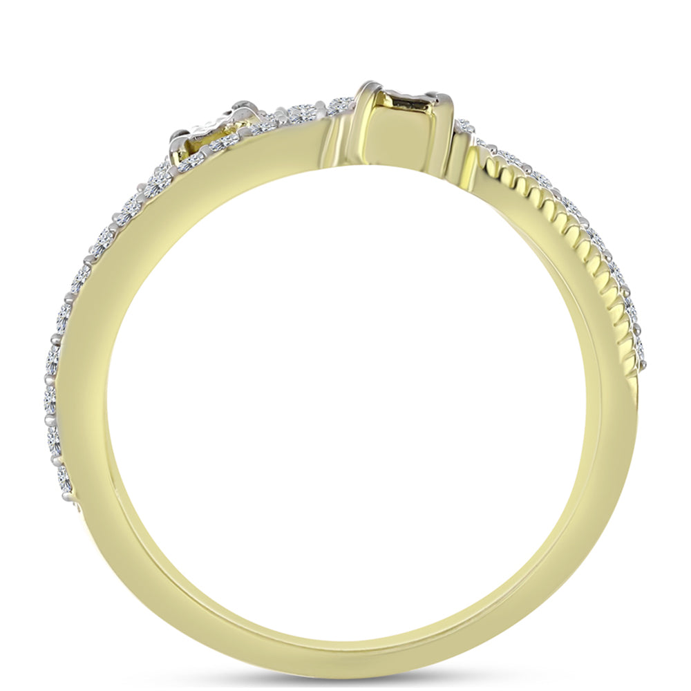 Goldplattierter Silberring mit weißem Diamant und weißem Topas