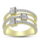 Goldplattierter Silberring mit weißem Diamant und weißem Topas