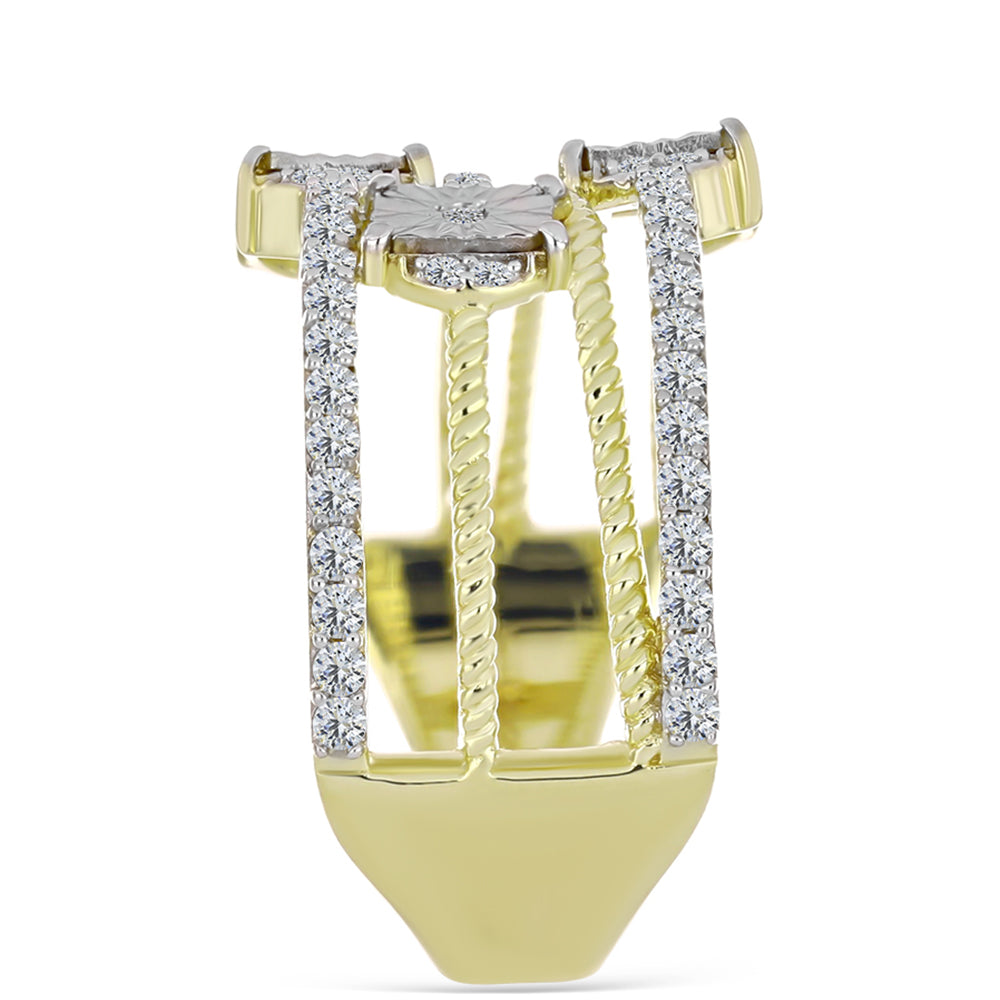 Goldplattierter Silberring mit weißem Diamant und weißem Topas 4 