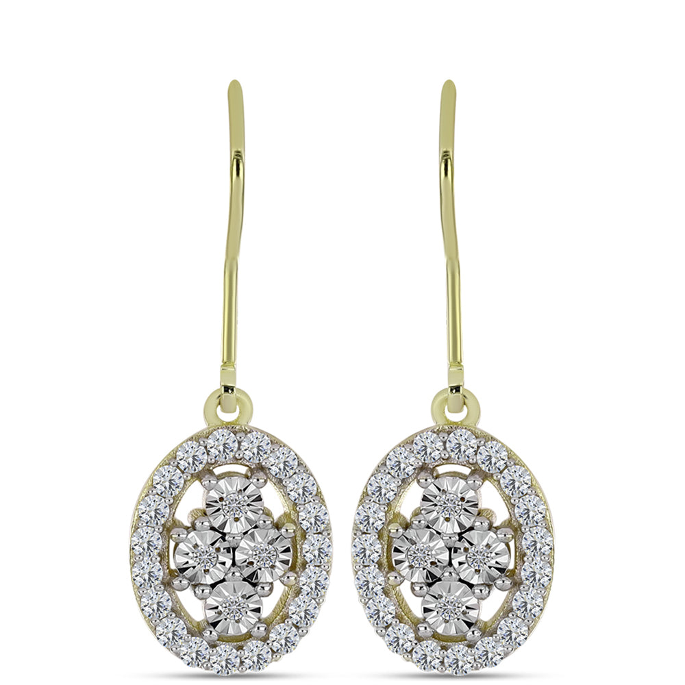Goldplattierte Silberohrringe mit weißem Diamant und weißem Topas
