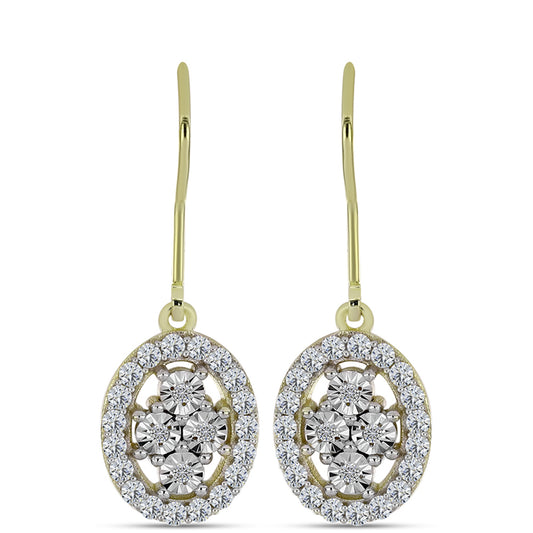 Goldplattierte Silberohrringe mit weißem Diamant und weißem Topas