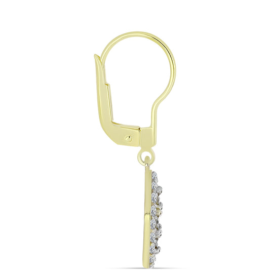 Goldplattierte Silberohrringe mit weißem Diamant und weißem Topas
