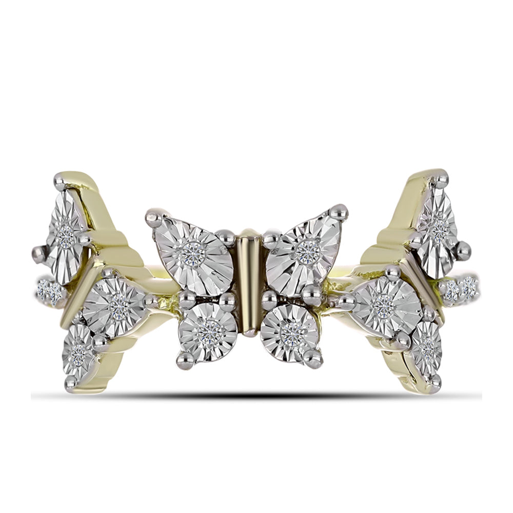 Goldplattierter Silberring mit weißem Diamant und weißem Topas