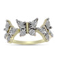 Goldplattierter Silberring mit weißem Diamant und weißem Topas