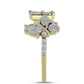 Goldplattierter Silberring mit weißem Diamant und weißem Topas