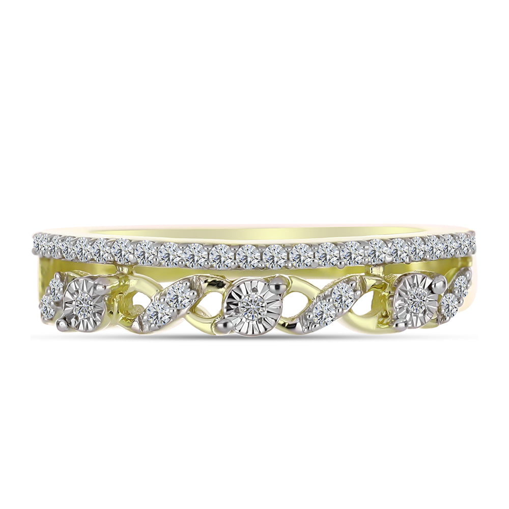 Goldplattierter Silberring mit weißem Diamant und weißem Topas
