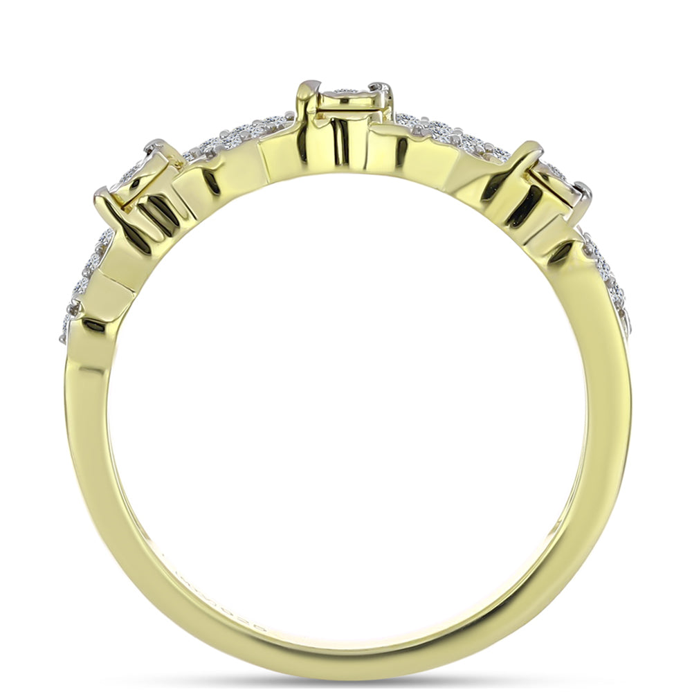 Goldplattierter Silberring mit weißem Diamant und weißem Topas 6 