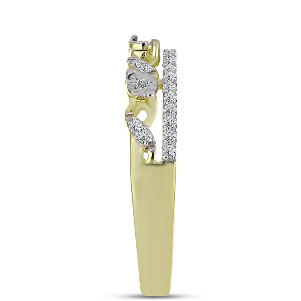 Goldplattierter Silberring mit weißem Diamant und weißem Topas 8 