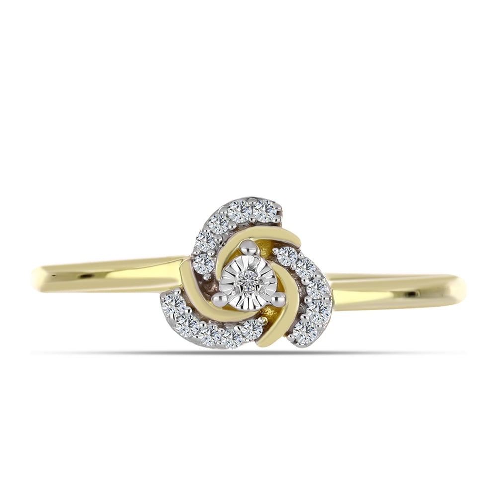 Goldplattierter Silberring mit weißem Diamant und weißem Topas