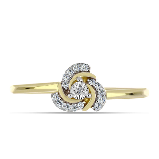 Goldplattierter Silberring mit weißem Diamant und weißem Topas