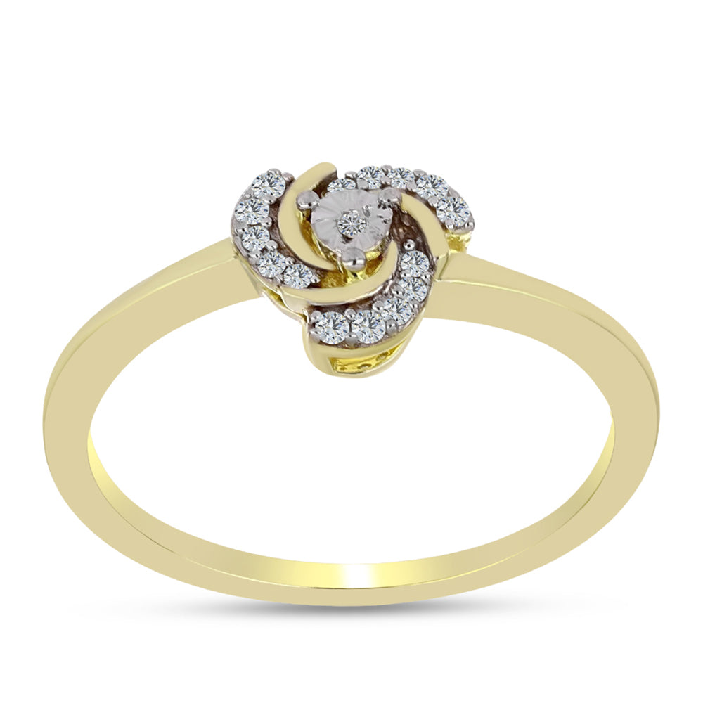 Goldplattierter Silberring mit weißem Diamant und weißem Topas