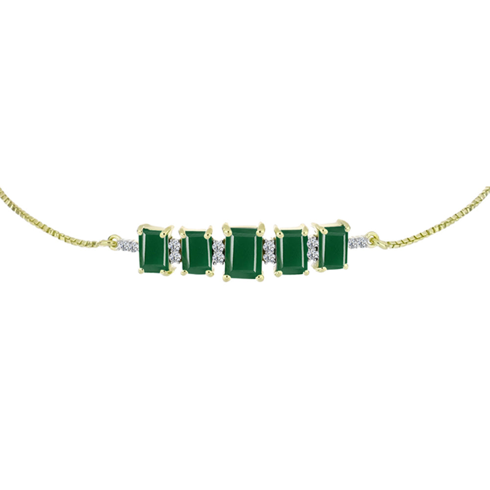 Goldplattiertes Silberarmband mit grünem Achat