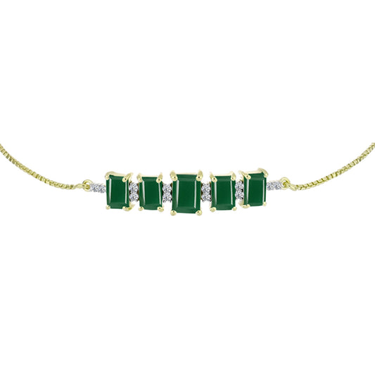 Goldplattiertes Silberarmband mit grünem Achat