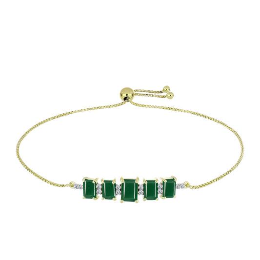 Goldplattiertes Silberarmband mit grünem Achat