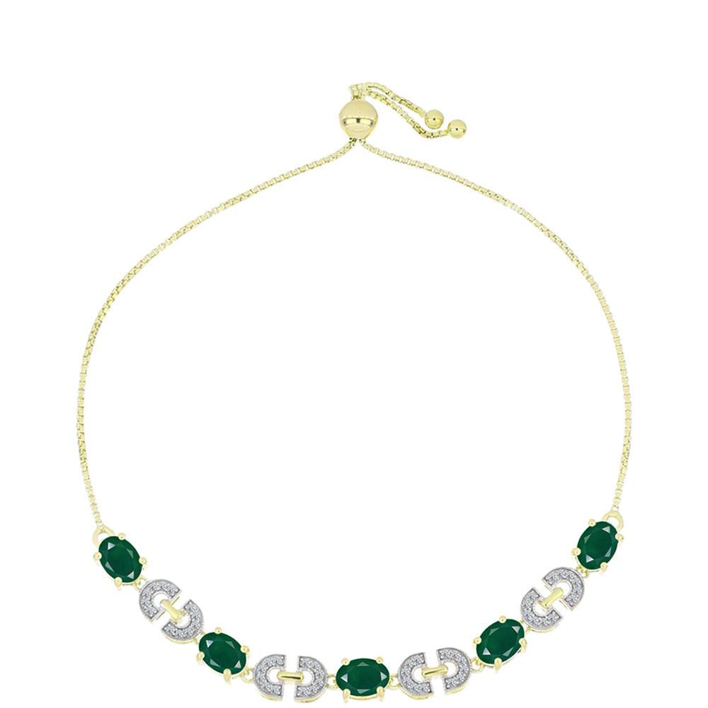 Goldplattiertes Silberarmband mit grünem Achat und weißem Topas 1 