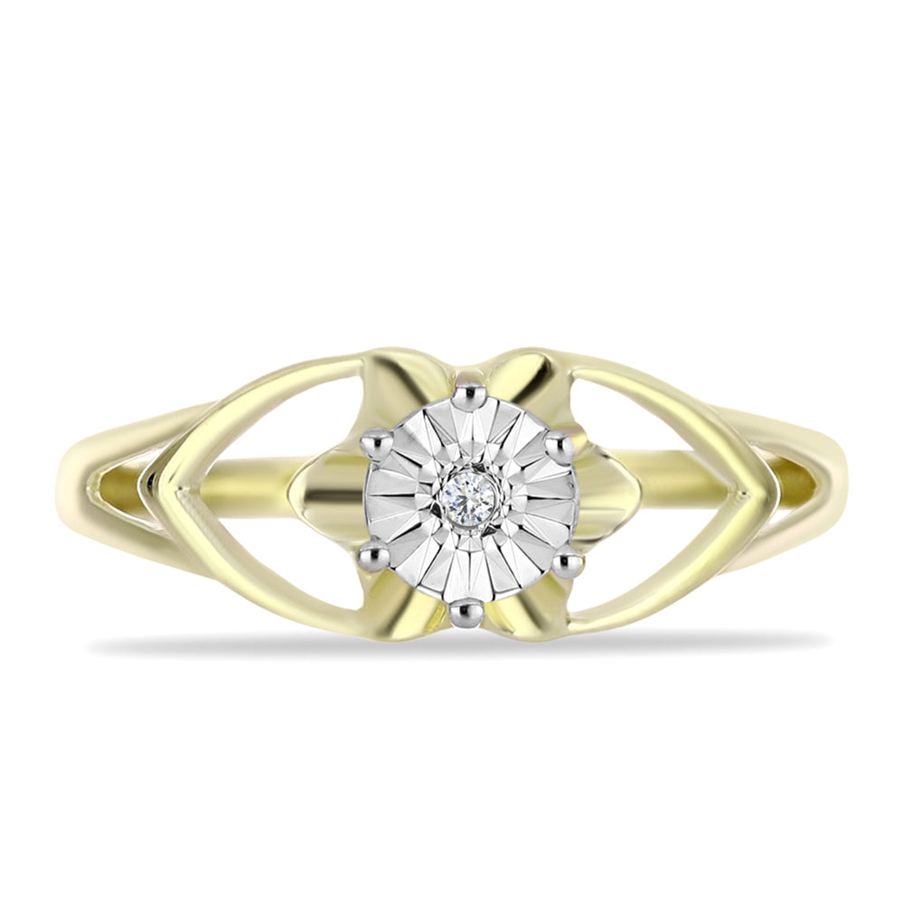 Goldplattierter Silberring mit weißem Diamant