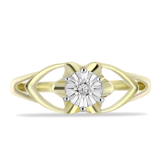 Goldplattierter Silberring mit weißem Diamant