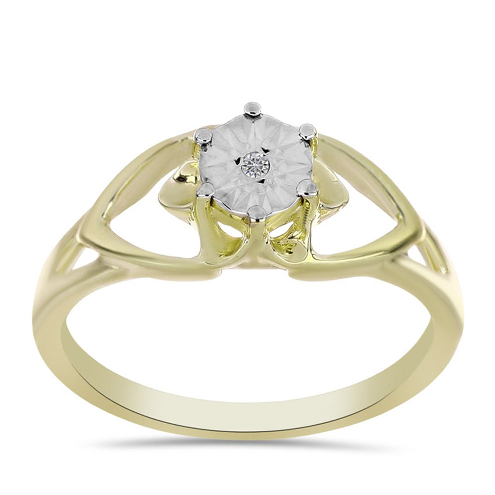 Goldplattierter Silberring mit weißem Diamant