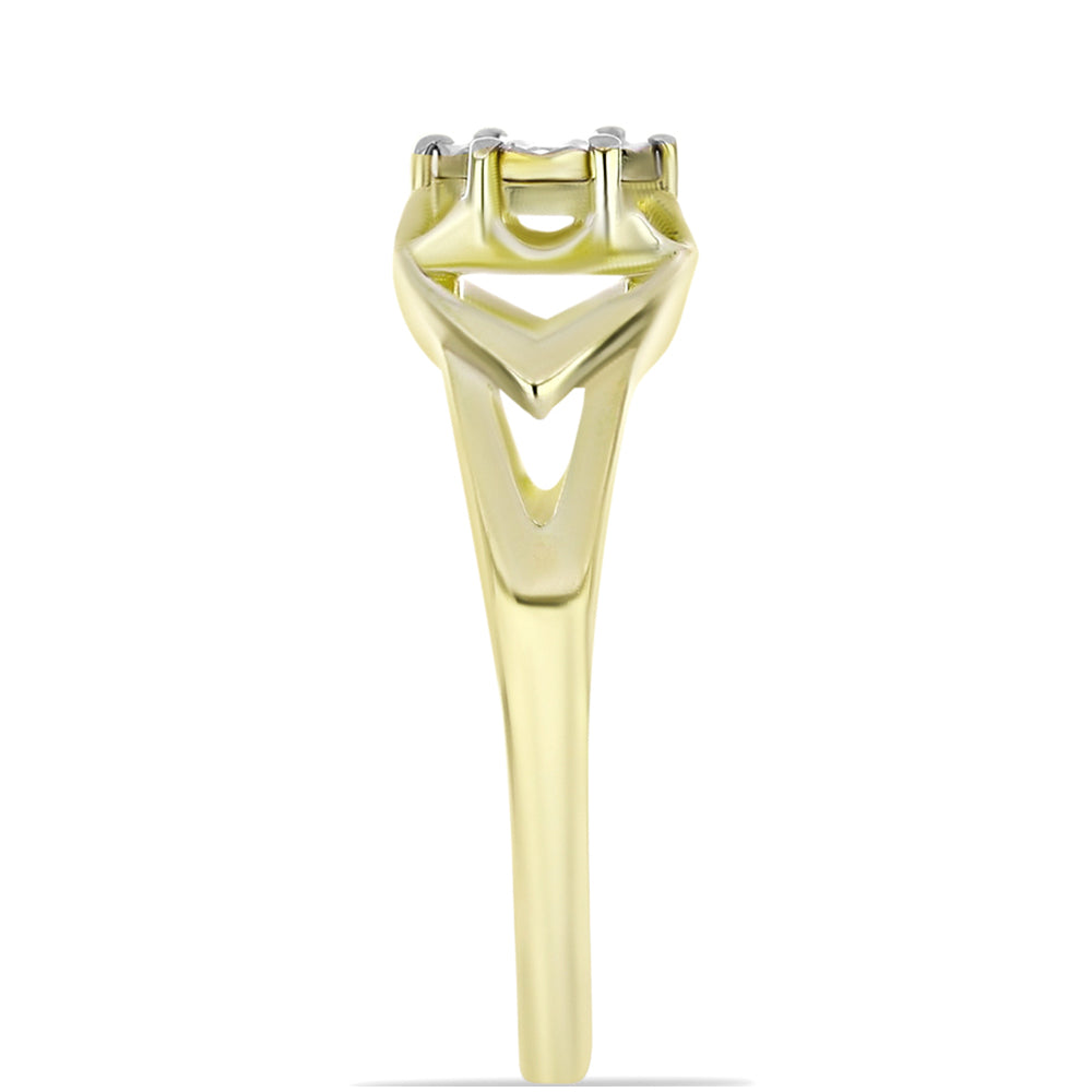 Goldplattierter Silberring mit weißem Diamant 8 