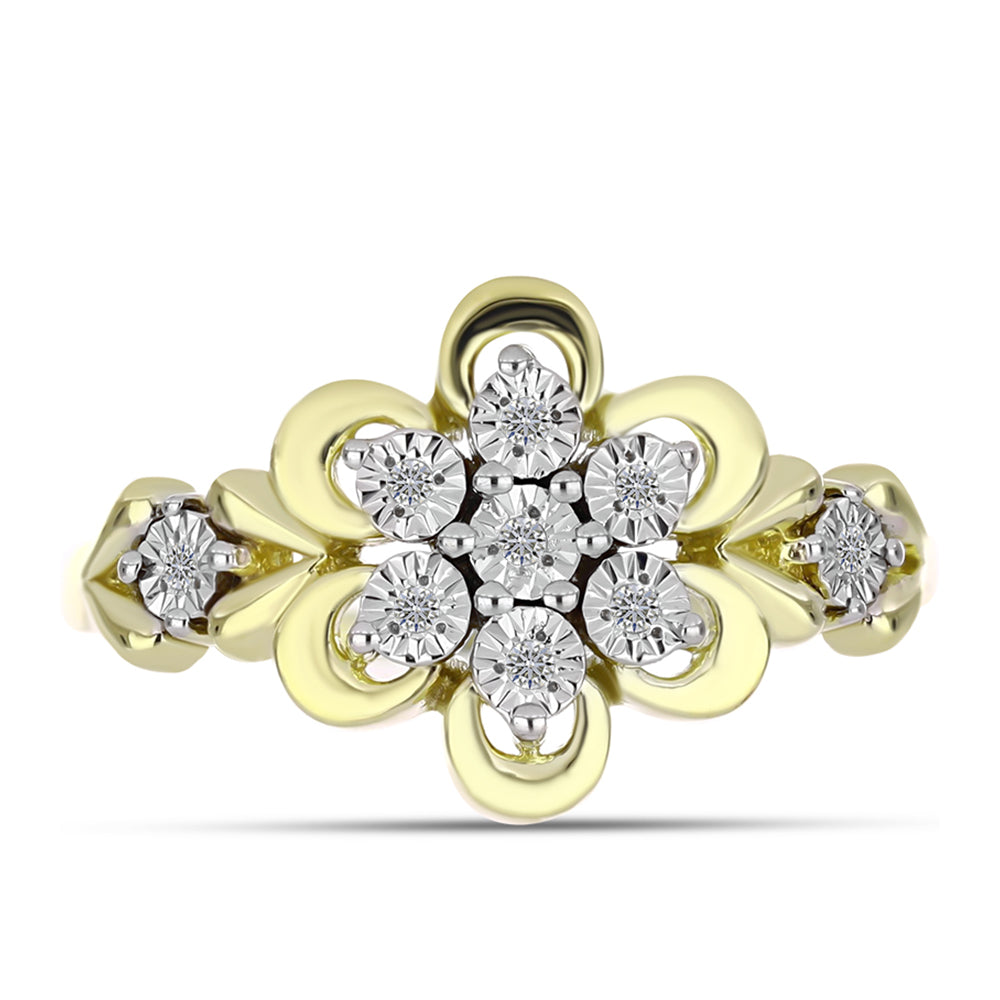 Goldplattierter Silberring mit weißem Diamant