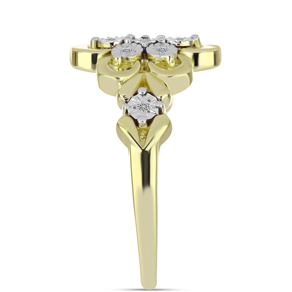Goldplattierter Silberring mit weißem Diamant