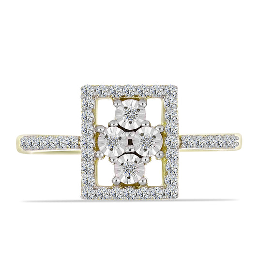 Goldplattierter Silberring mit weißem Diamant und weißem Topas