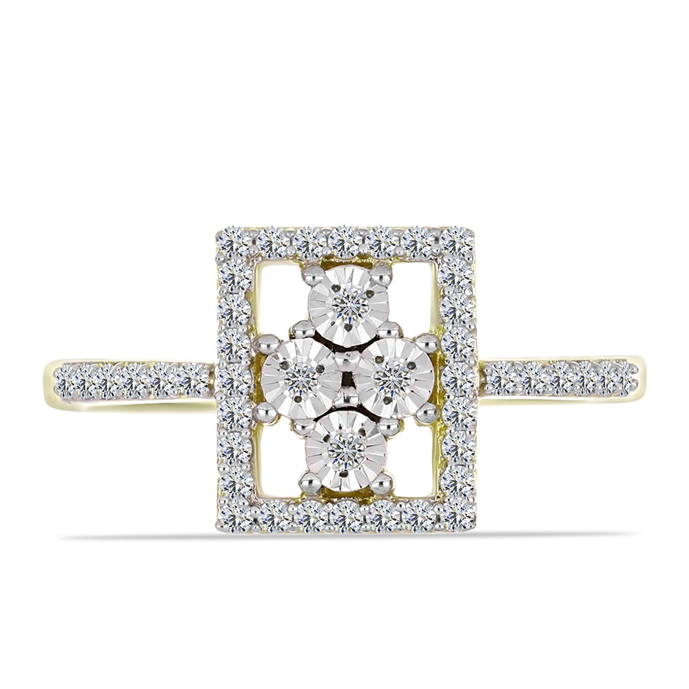 Goldplattierter Silberring mit weißem Diamant und weißem Topas 5 