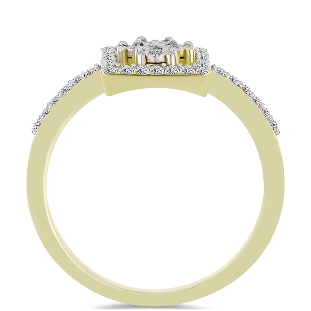 Goldplattierter Silberring mit weißem Diamant und weißem Topas 6 